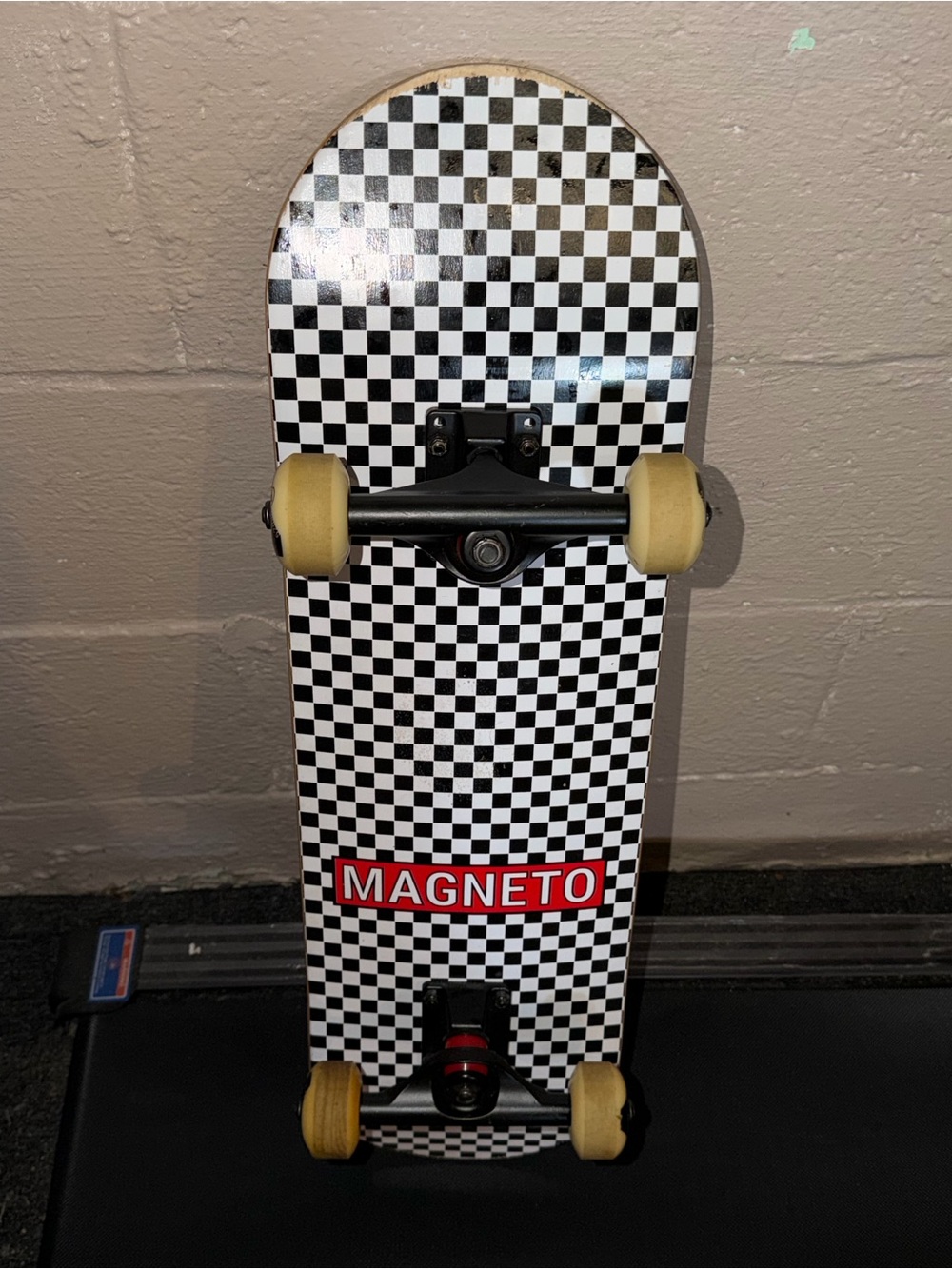 Magneto Skateboard Checkered Graphic Print Complete Cruiser Board As Is Used PO.